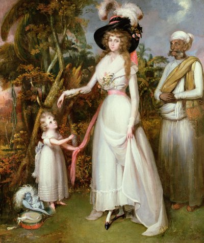 Mrs. Graham von Kinross, ihre Tochter und ein Jamadar, ca. 1786 von John Alefounder
